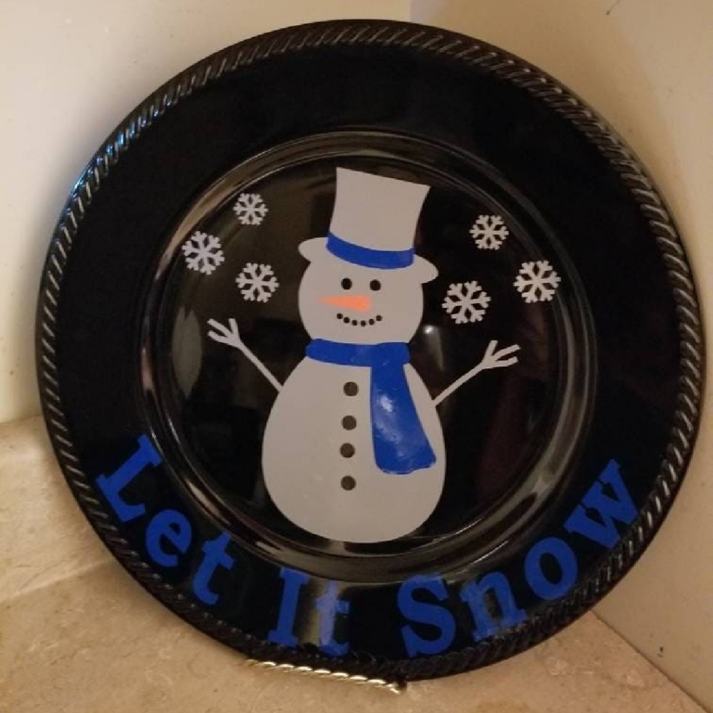 Let It Snow single Snowman charger plate